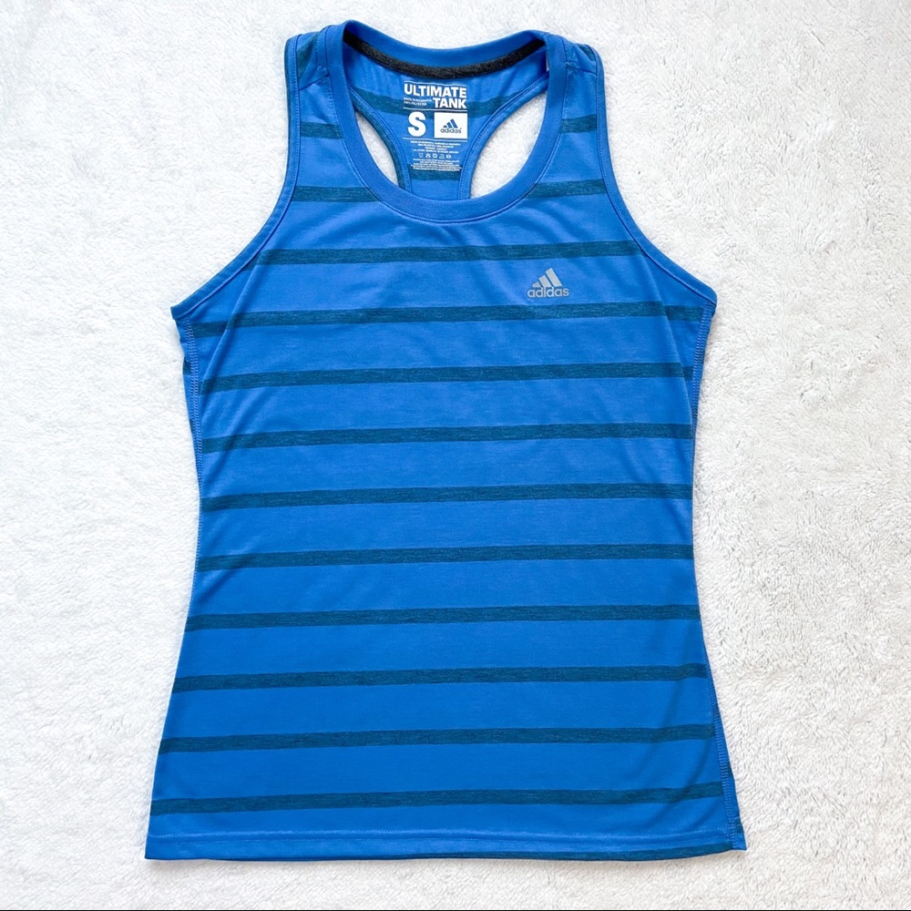 Adidas ultimate tank top blue and grey striped S